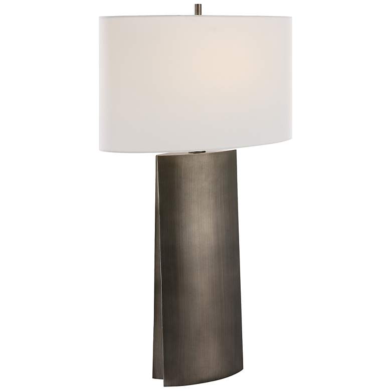 Image 2 Uttermost V-Groove Dark Steel Gray Table Lamp