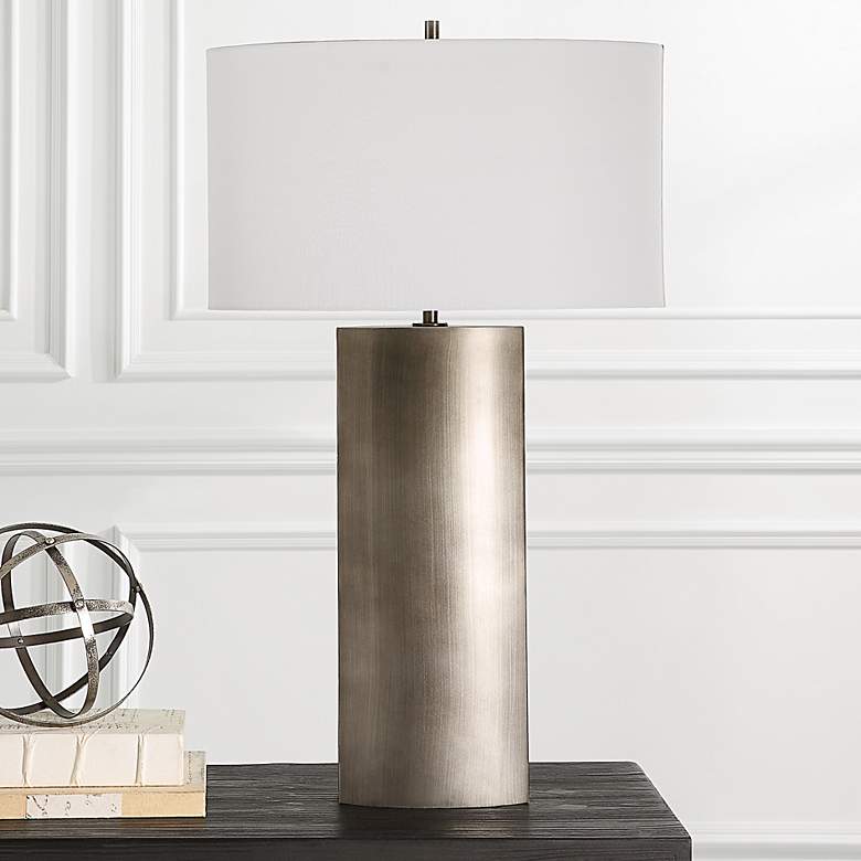 Image 1 Uttermost V-Groove Dark Steel Gray Table Lamp