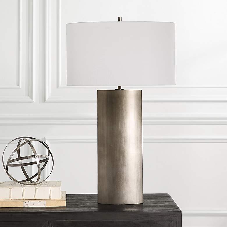 Image 1 Uttermost V-Groove Dark Steel Gray Table Lamp