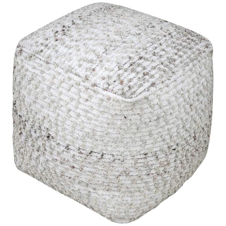 Image 1 Uttermost Valda Beige and Light Gray Fabric Pouf Ottoman