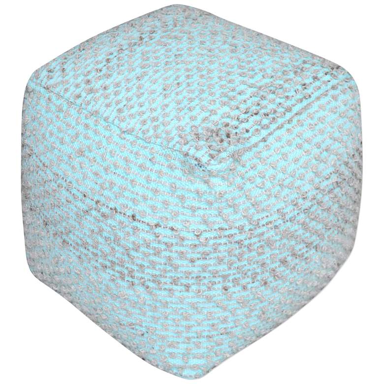 Image 1 Uttermost Valda Light Aqua and Gray Fabric Pouf Ottoman