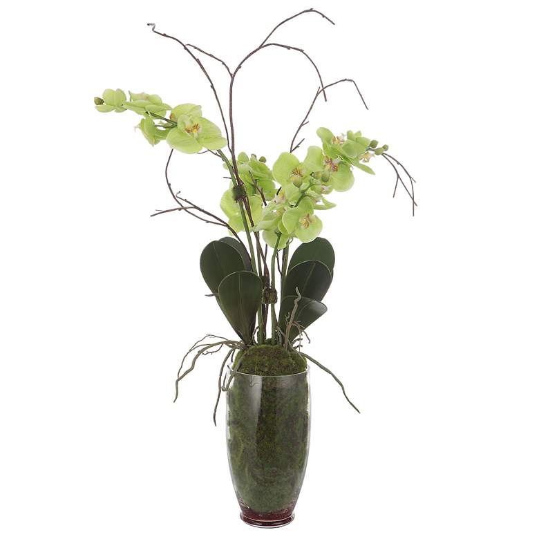 Image 3 Uttermost Valdive Green Orchid 38"H Faux Flower in Glass Vase more views