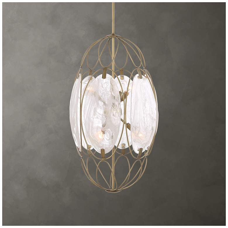 Image 1 Uttermost Valencia 19" Wide Gold and White 6-Light Pendant