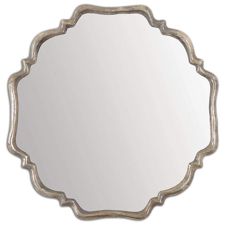 Image 3 Uttermost Valentia 32" Oxidized Silver Rust Gray Round Wall Mirror