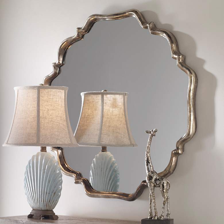 Image 2 Uttermost Valentia 32" Oxidized Silver Rust Gray Round Wall Mirror