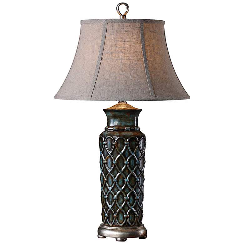 Image 1 Uttermost Valenza Antiqued Blue Table Lamp