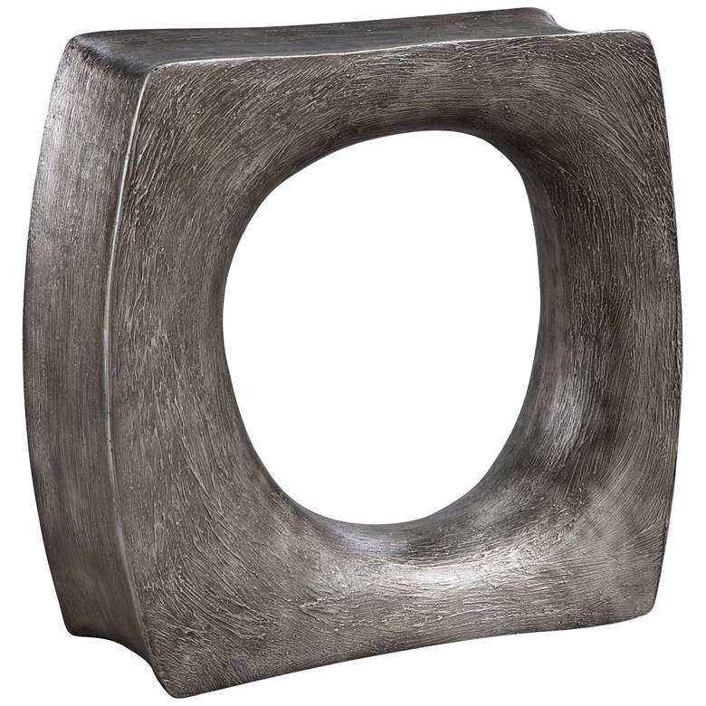 Image 2 Uttermost Valira 24 inch Wide Textured Antique Silver Modern Side Table