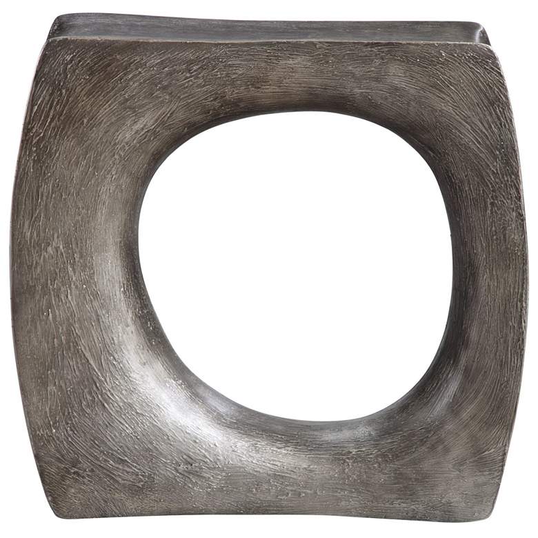 Image 3 Uttermost Valira 24 inch Wide Textured Antique Silver Modern Side Table more views
