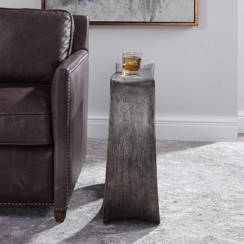 Image 7 Uttermost Valira 24" Wide Textured Antique Silver Modern Side Table more views