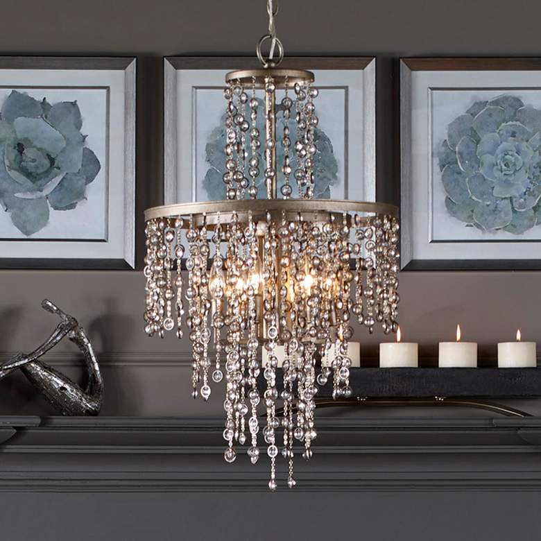 Image 1 Uttermost Valka 19"W Silver Swedish iron 6-Light Chandelier
