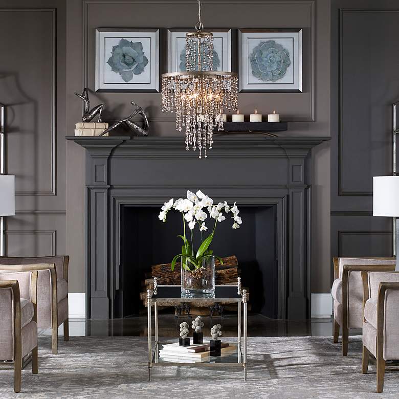 Image 3 Uttermost Valka 19"W Silver Swedish iron 6-Light Chandelier more views