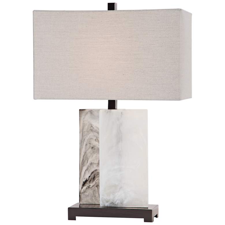 Image 2 Uttermost Vanda 26 inch White Rectangular Slabs Table Lamp