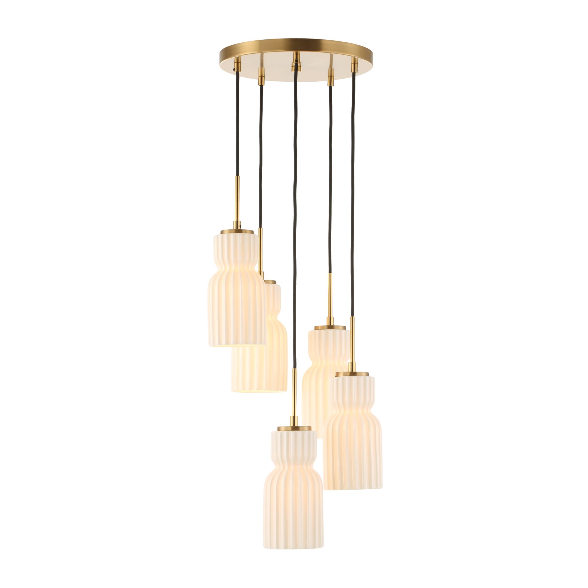 Uttermost Vanier 14" Wide Brass 5-Light White Cluster Pendant