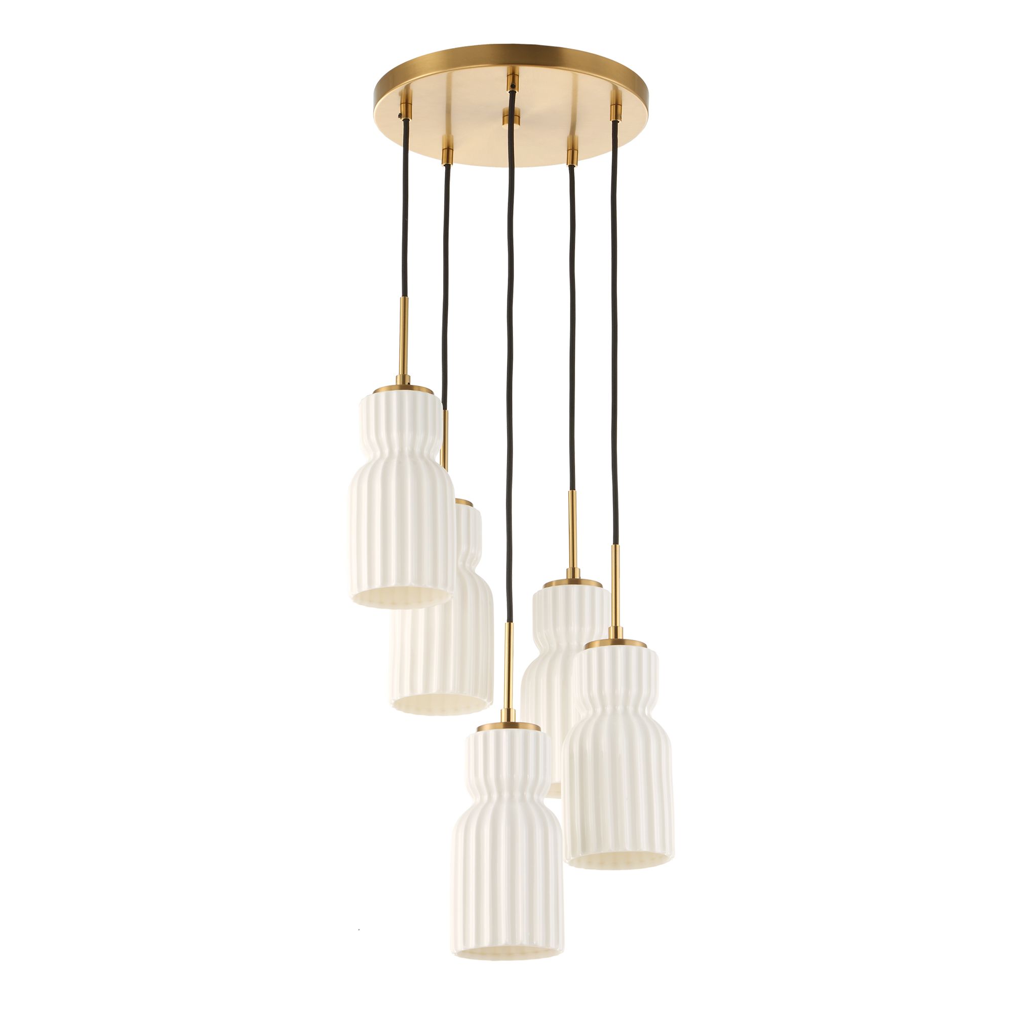 Uttermost Vanier 14" Wide Brass 5-Light White Cluster Pendant