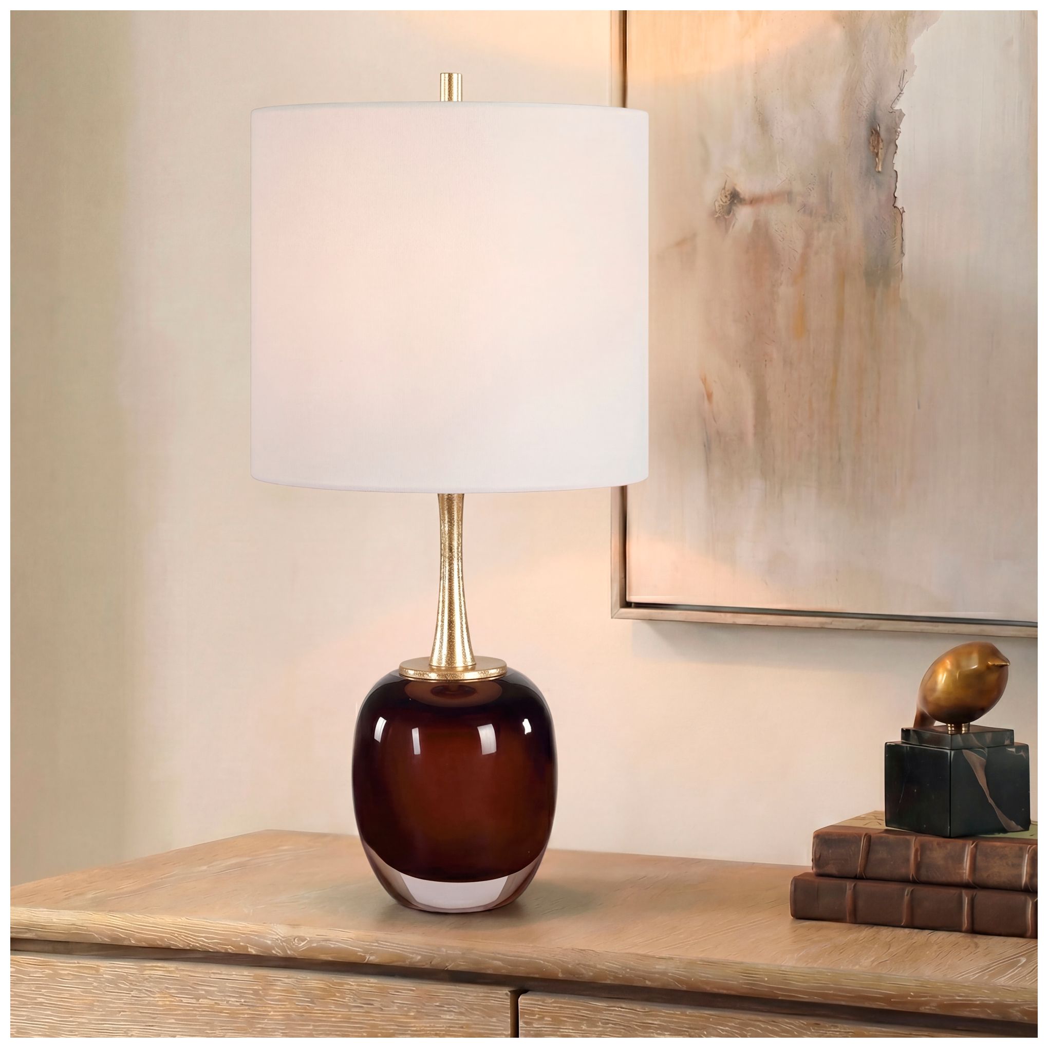 Image 2 Uttermost Vannett 23 3/4" Dark Amber Art Glass Table Lamp more views