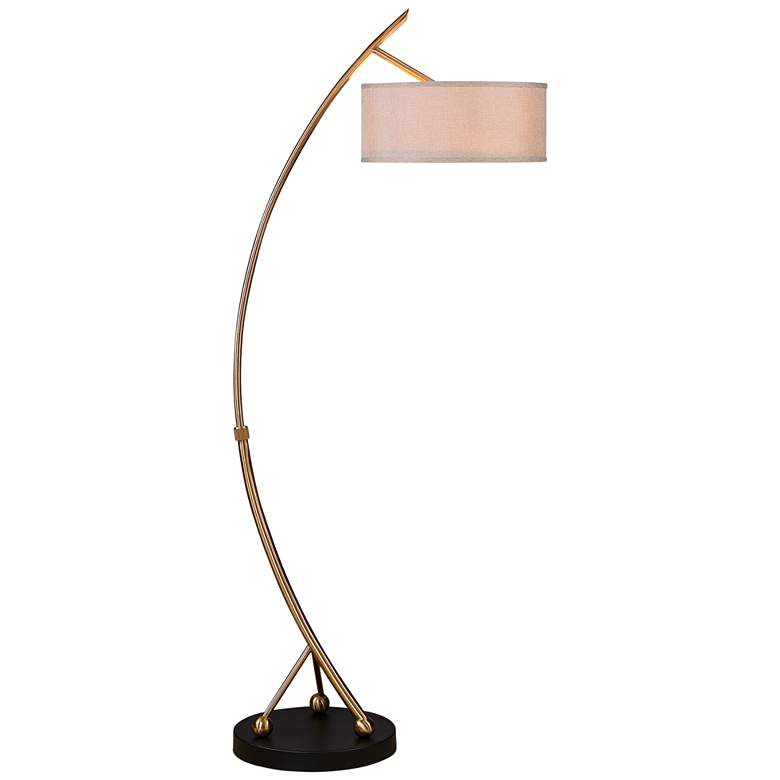 Image 2 Uttermost Vardar 68 inch High Modern Brushed Brass Metal Arc Floor Lamp
