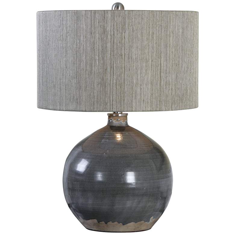 Image 2 Uttermost Vardenis 24 inch Charcoal Gray Crackle Ceramic Table Lamp