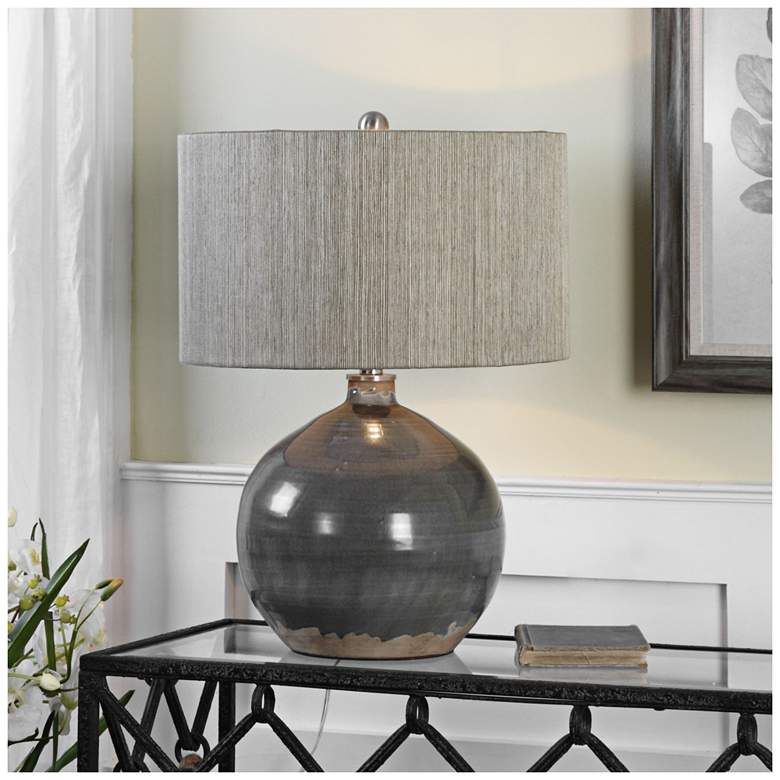Image 3 Uttermost Vardenis 24 inch Charcoal Gray Crackle Ceramic Table Lamp more views
