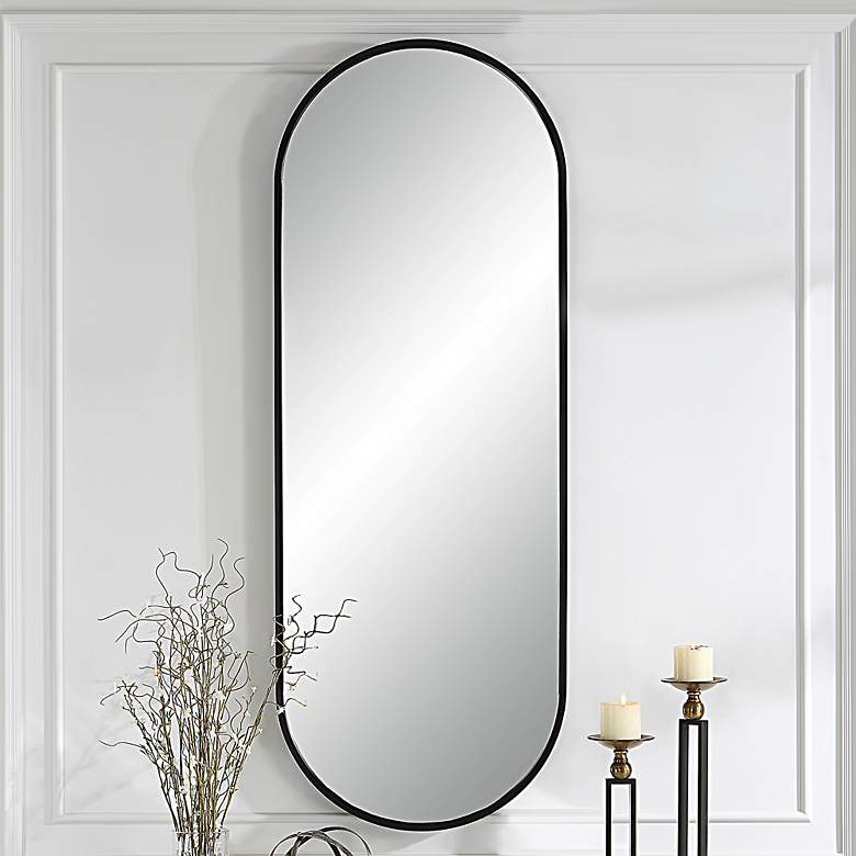 Image 2 Uttermost Varina 60" x 22" Tall Black Finish Oval Mirror