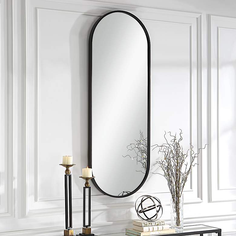 Image 4 Uttermost Varina 60 inch x 22 inch Tall Black Finish Oval Mirror more views