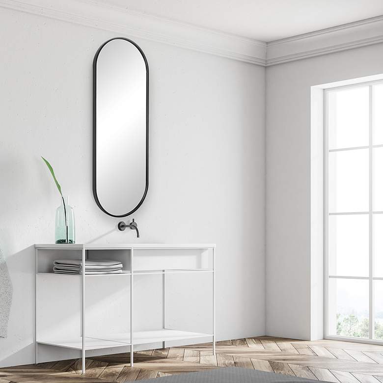 Image 7 Uttermost Varina 60" x 22" Tall Black Finish Oval Mirror more views