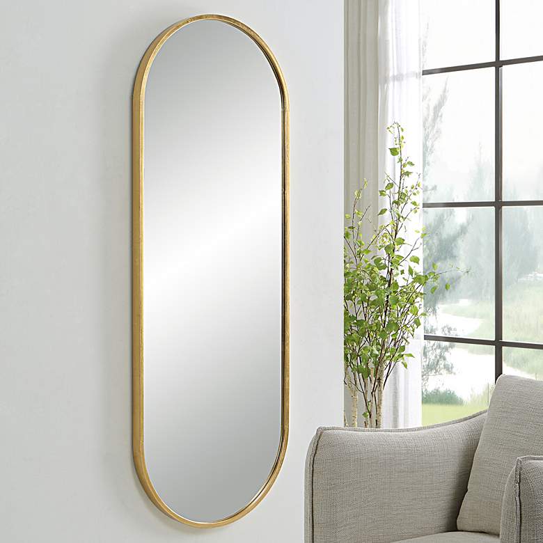 Image 1 Uttermost Varina 60 inch x 22 inch Tall Oval Gold Mirror