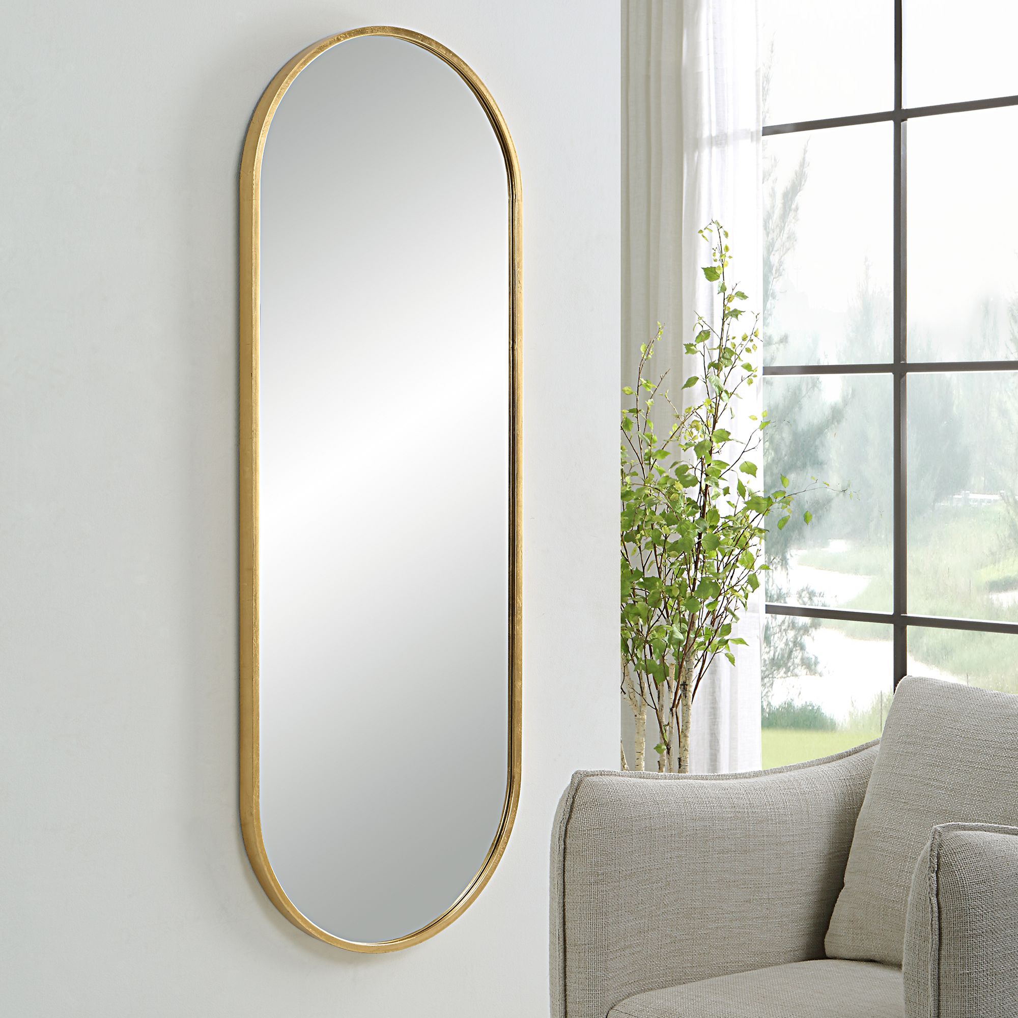 Image 6 Uttermost Varina 60" x 22" Tall Oval Gold Mirror more views