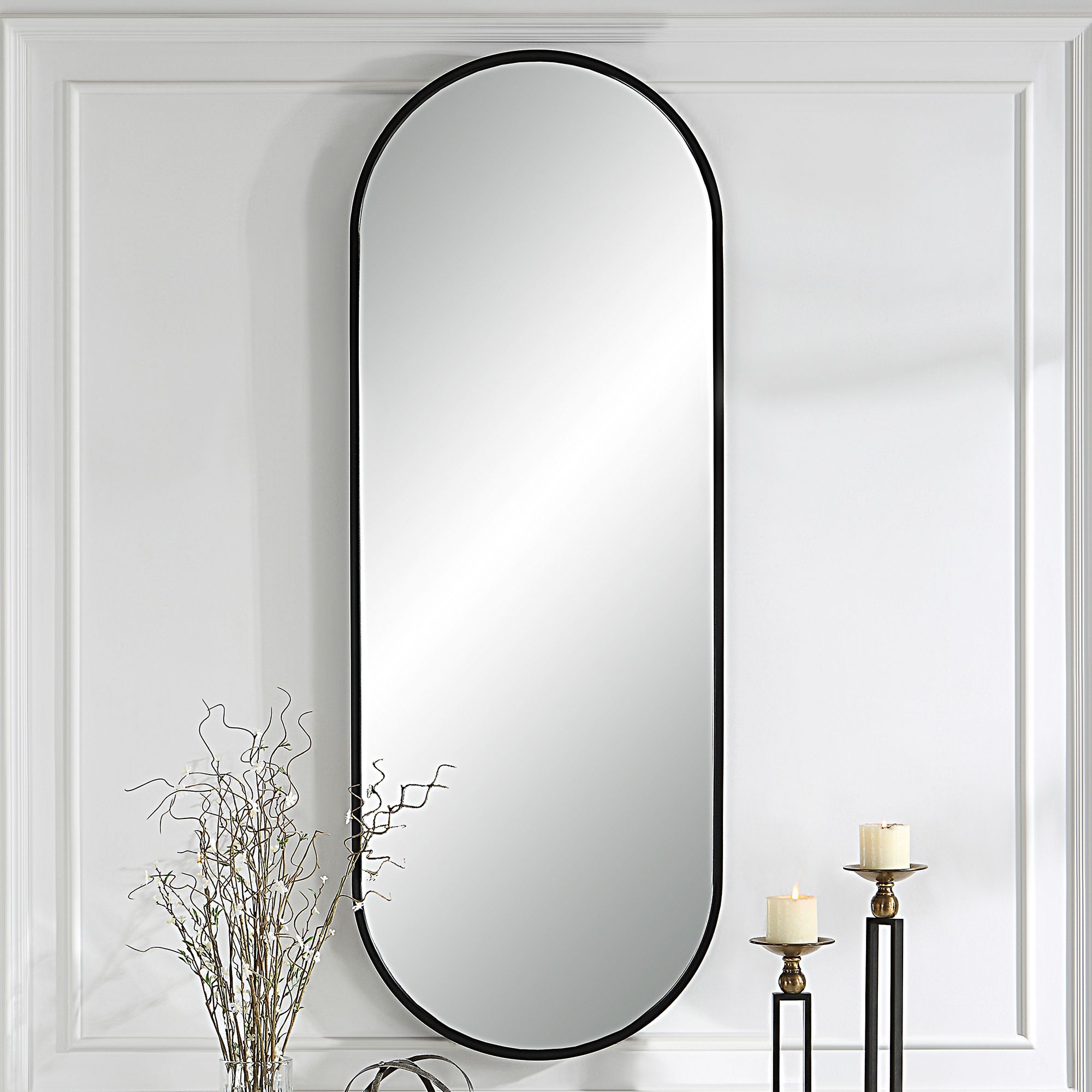 Uttermost Mirrors Page 2 Lamps Plus   Uttermost Varina 60 X 22 Tall Black Finish Oval Mirror  234w4cropped 