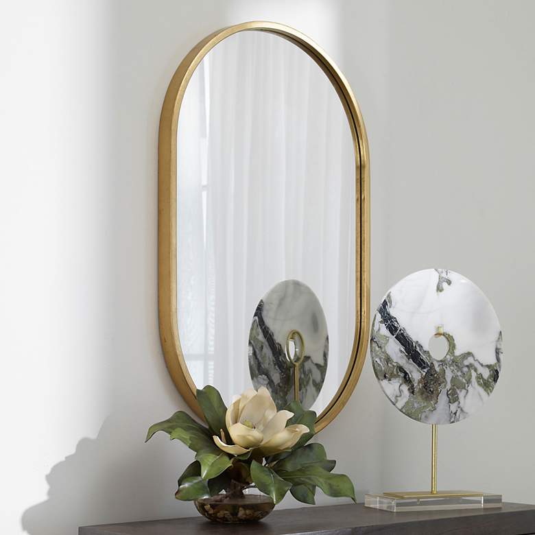 Image 1 Uttermost Varina Antiqued Gold Leaf 20" x 32" Wall Mirror