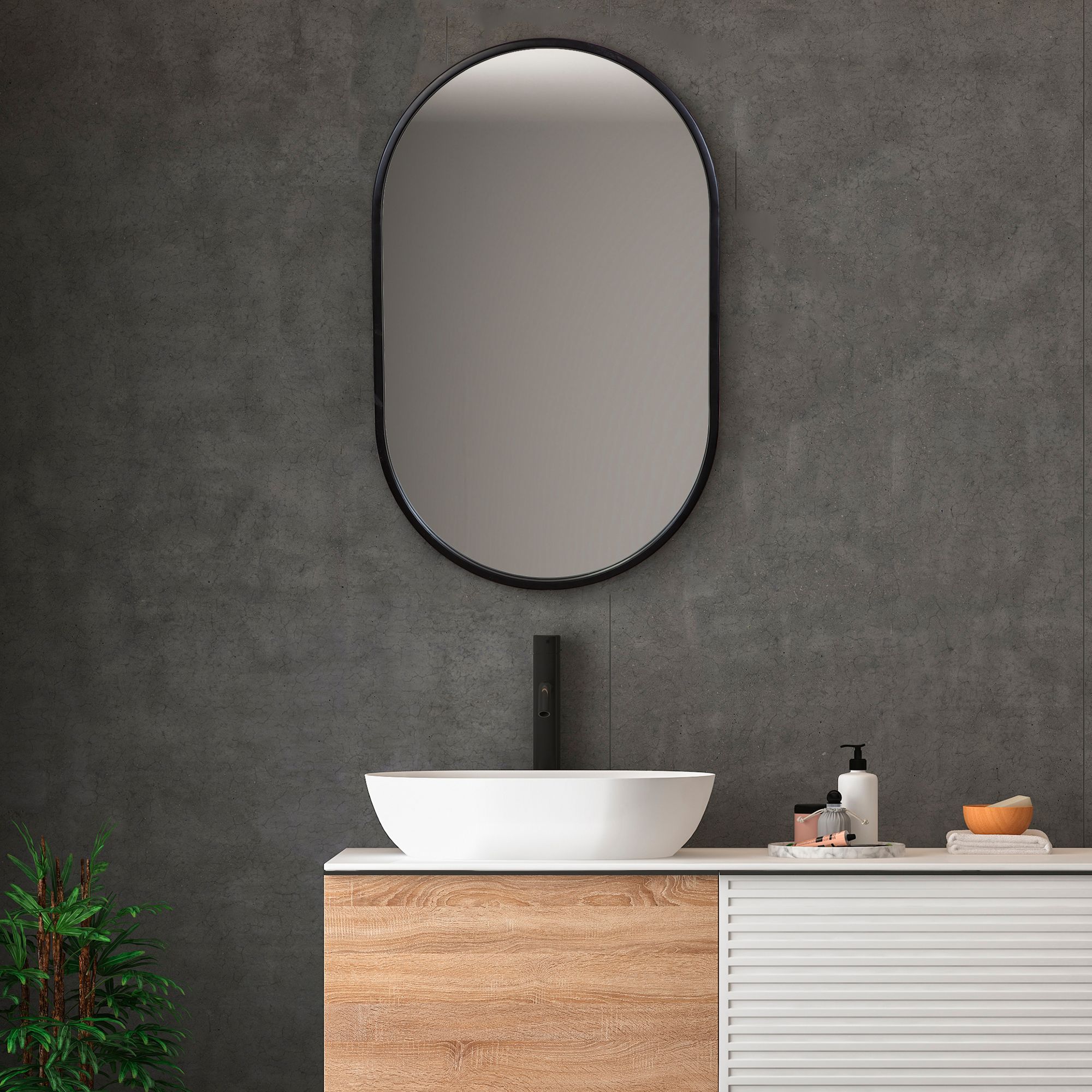 Image 4 Uttermost Varina Satin Black 20" x 32" Wall Mirror more views