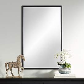 Image1 of Uttermost Vega Matte Black 24" x 38" Rectangular Wall Mirror