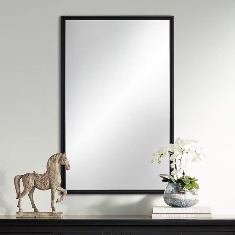 Image 1 Uttermost Vega Matte Black 24" x 38" Rectangular Wall Mirror