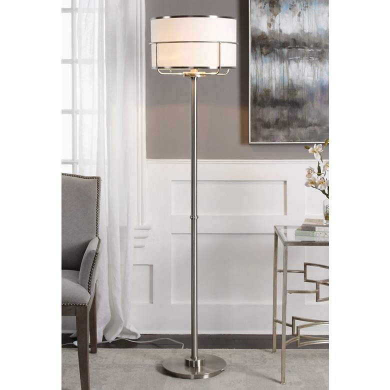 Image 1 Uttermost Velence 67 1/2 inch High Brushed Nickel Floor Lamp