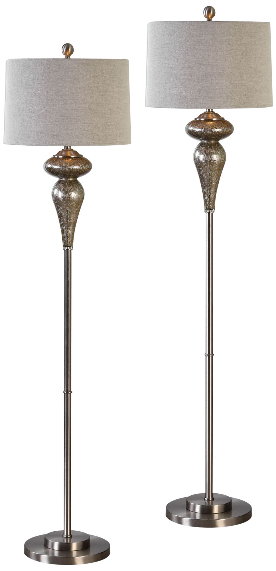 Uttermost Vercana Brushed Nickel Floor Lamps Set of 2 96F25 Lamps Plus