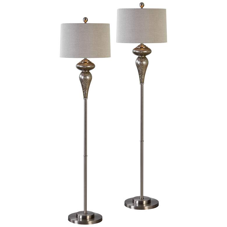 Image 2 Uttermost Vercana Brushed Nickel Floor Lamps Set of 2