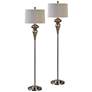 Uttermost Vercana Brushed Nickel Floor Lamps Set of 2