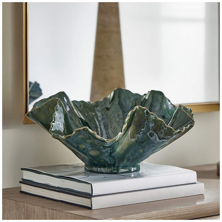 Image 1 Uttermost Verdant Bloom 13.8" High Emerald Green Indoor-Outdoor Bowl