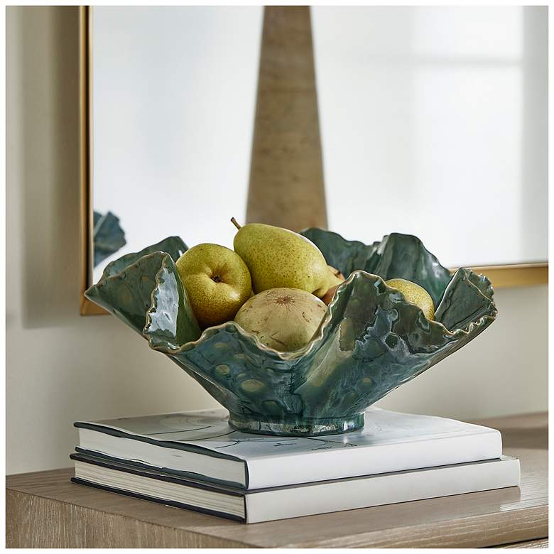 Image 3 Uttermost Verdant Bloom 13.8" High Emerald Green Indoor-Outdoor Bowl more views