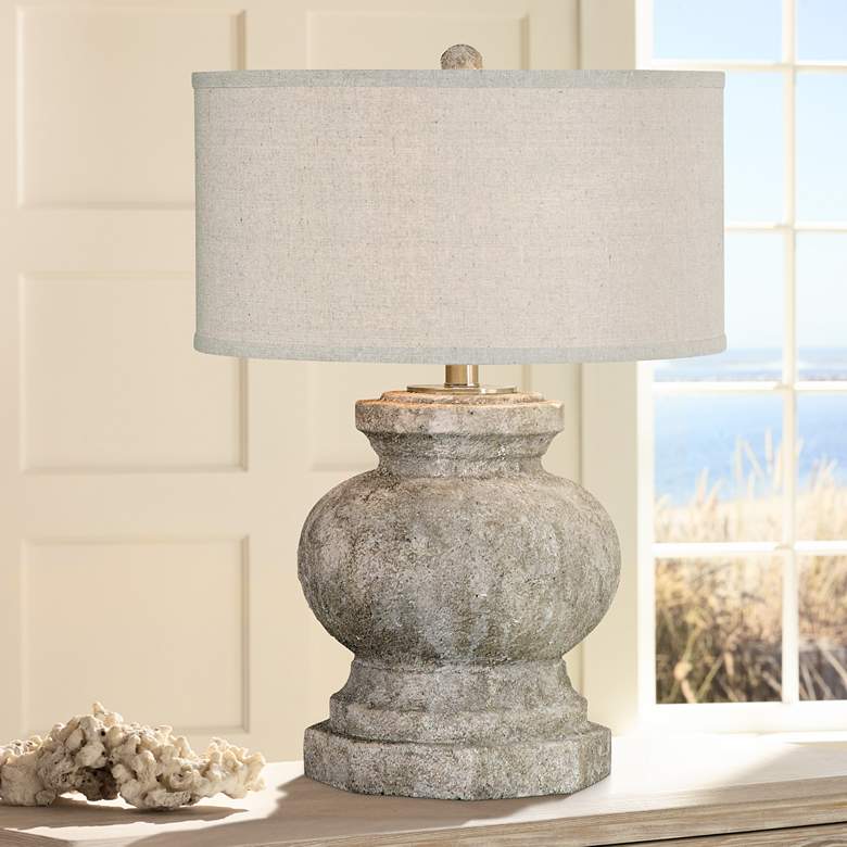 Image 1 Uttermost Verdello Antiqued Stone Ceramic Table Lamp