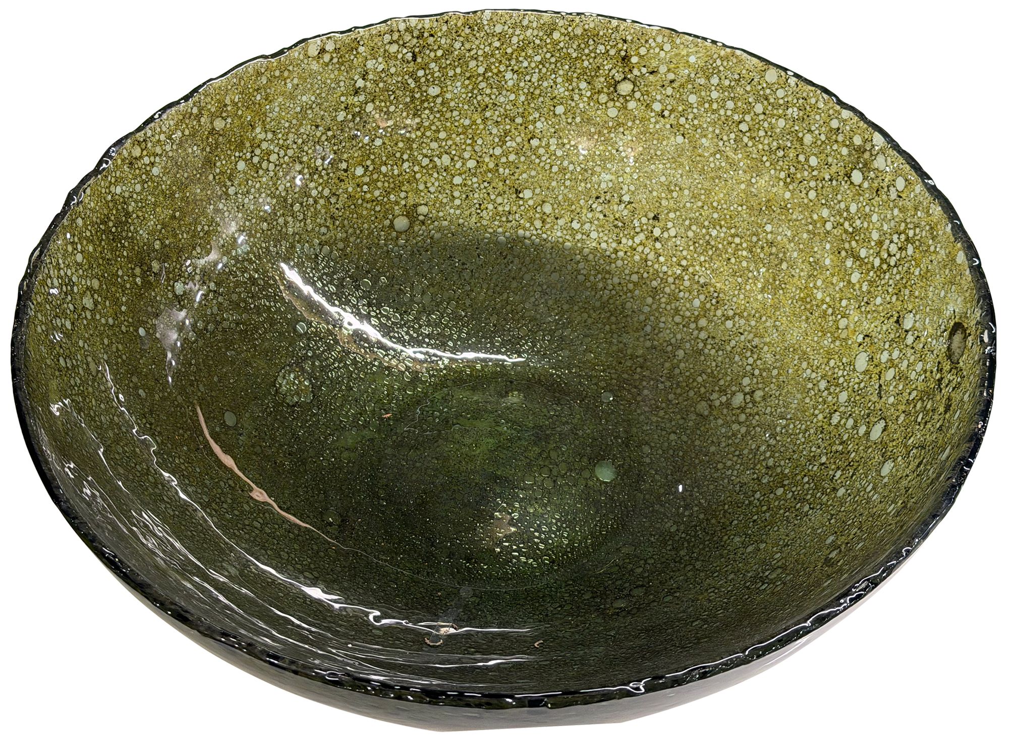Image 3 Uttermost Veridian Shimmer 16" W x 6" H Mottled Green Glass Bowl more views