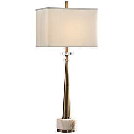 Image1 of Uttermost Verner 34" Plated Antiqued Brass Buffet Table Lamp