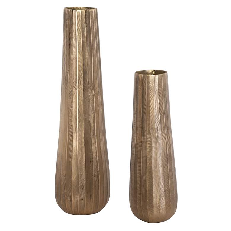 Image 1 Uttermost Vertiforge Oxidized Antique Gold Aluminum Vases Set of 2