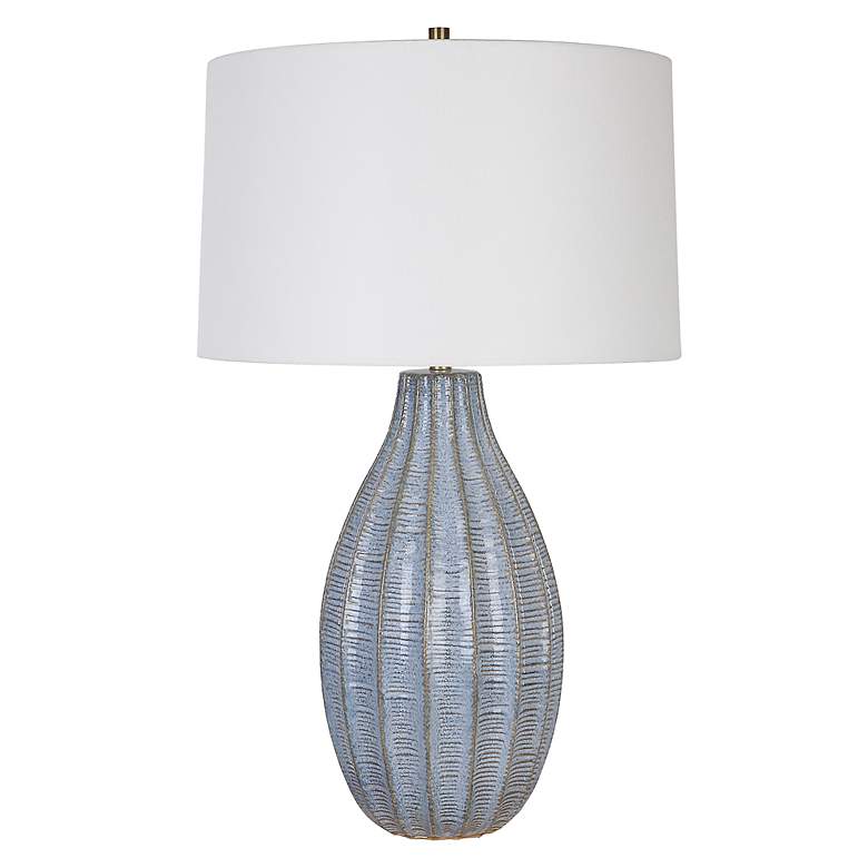 Image 5 Uttermost Veston 28" Cornflower Blue Glaze Ceramic Vase Table Lamp more views
