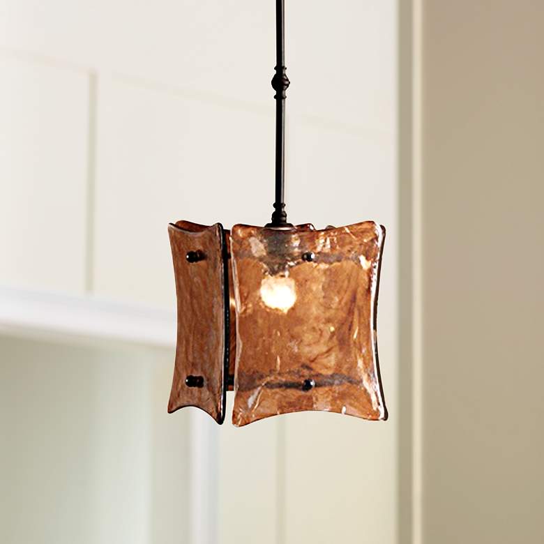 Image 1 Uttermost Vetraio II 9" Wide Toffee Art Glass Mini Pendant