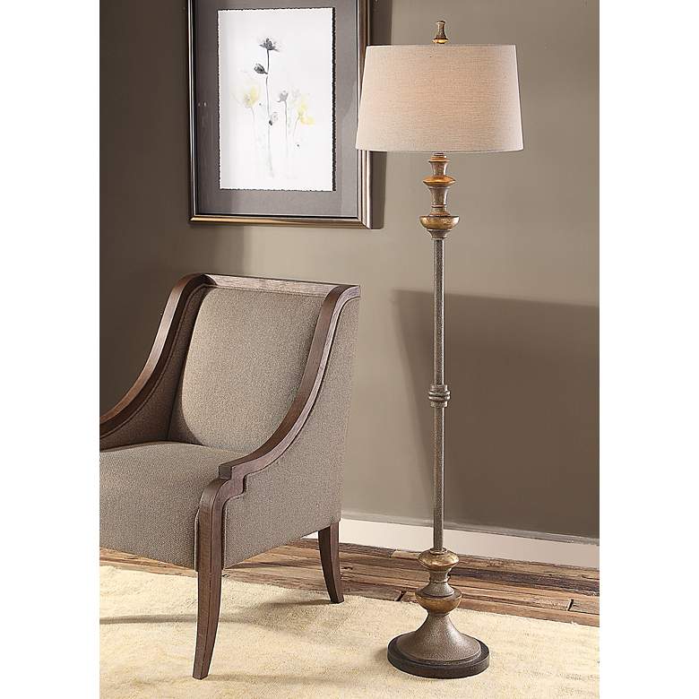 Image 1 Uttermost Vetralla 66 1/2 inch Silver and Bronze Traditional Floor Lamp