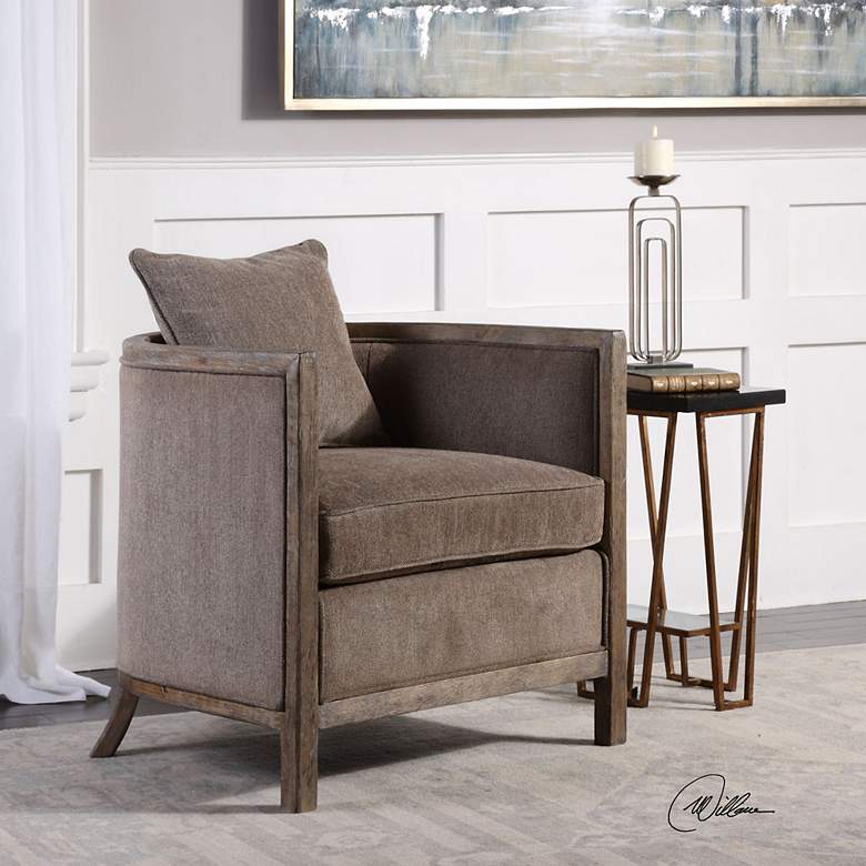 Image 3 Uttermost Viaggio Gray Chenille Accent Chair more views