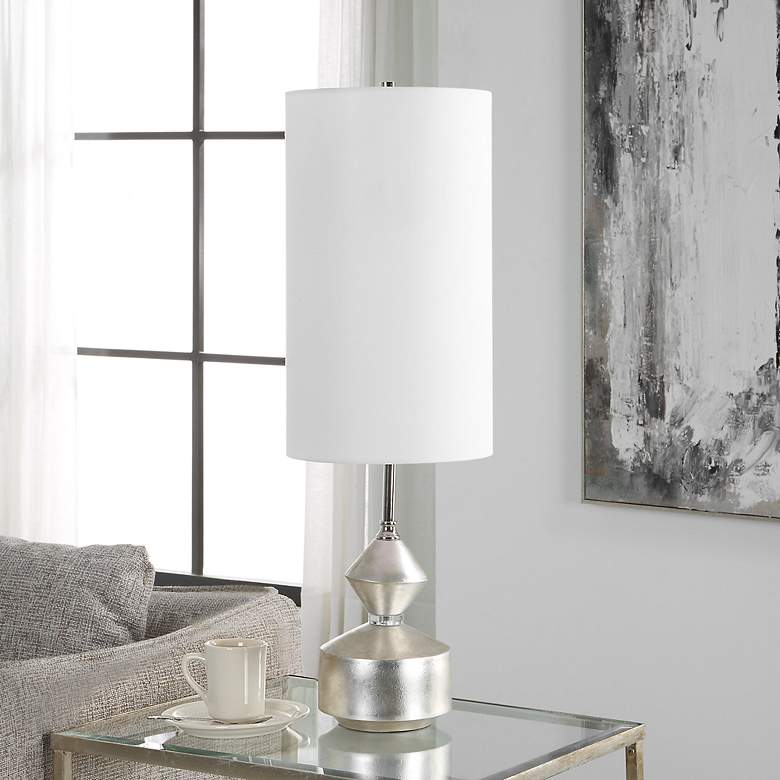 Image 3 Uttermost Vial 32 1/2" Silver Leaf Geometric Buffet Table Lamp more views