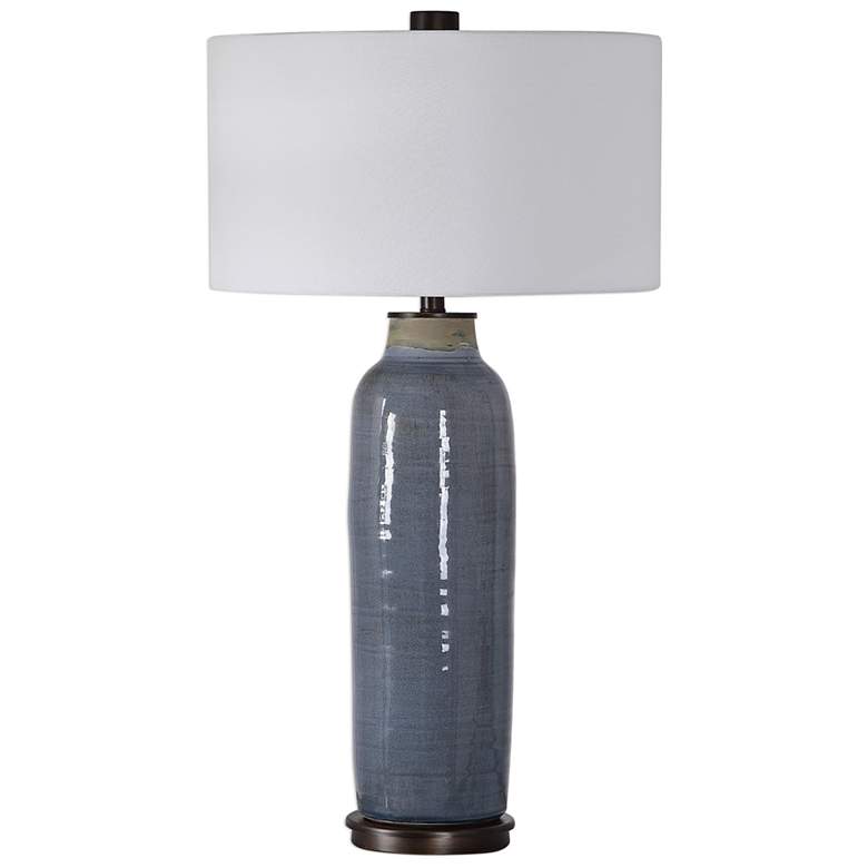 Image 3 Uttermost Vicente 33 1/2" Glazed Slate Blue Ceramic Table Lamp more views