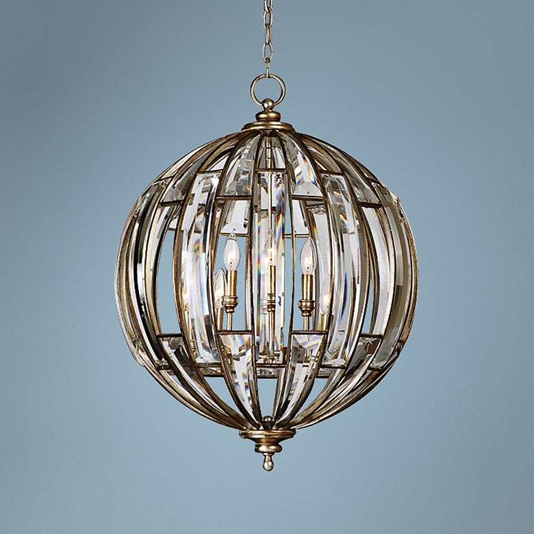 Image 1 Uttermost Vicentina 22" Wide Silver Champagne Leaf Pendant