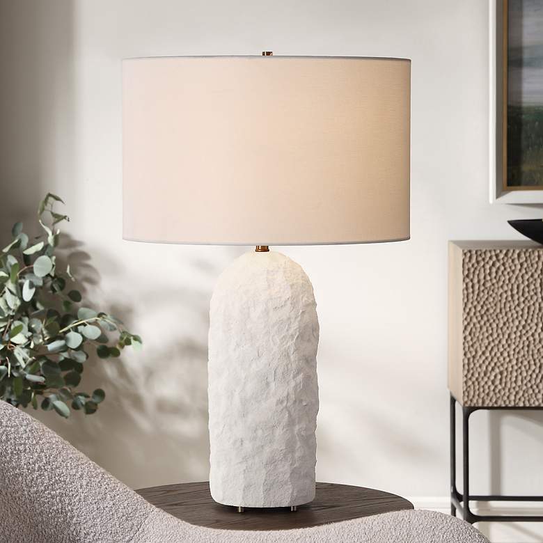 Image 1 Uttermost Vieste 27 1/2" High White Sandstone Finish White Table Lamp